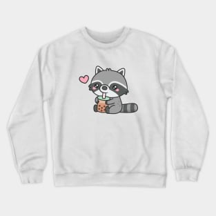 Cute Raccoon Loves Boba Tea Crewneck Sweatshirt